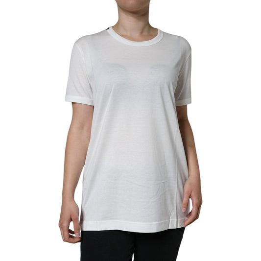Dolce & Gabbana White Cotton Crew Neck Short Sleeve T-shirt Dolce & Gabbana Gray