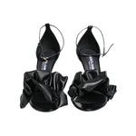 Dolce & Gabbana Black Leather Ankle Strap Heel Sandals Shoes