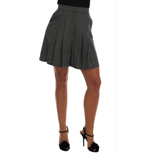 Dolce & Gabbana Chic High Waist Wool Mini Shorts Dolce & Gabbana Dark Slate Gray