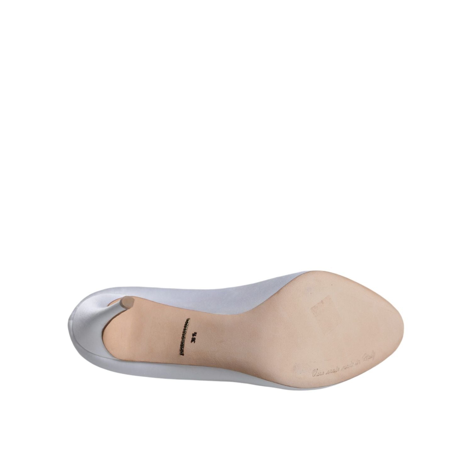 Dolce & Gabbana White Crystals Peep Toe Satin Pumps Shoes