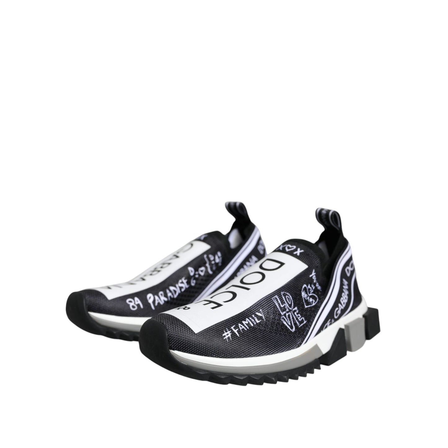 Dolce & Gabbana Black White Sorrento Low Top Sneakers Shoes