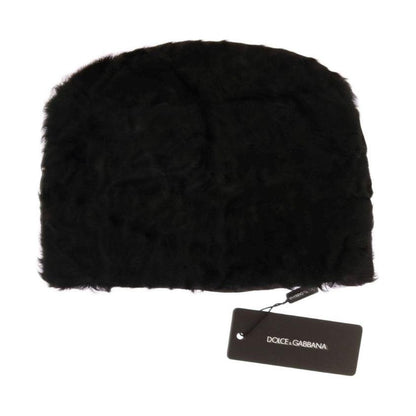 Dolce & Gabbana Black Xiangao Lamb Fur Beanie