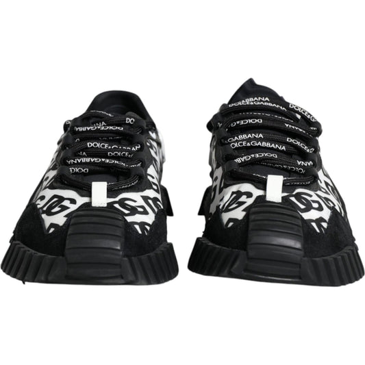 Dolce & Gabbana Black Logo Lace Up Low Top NS1 Sneakers Shoes Dolce & Gabbana Black