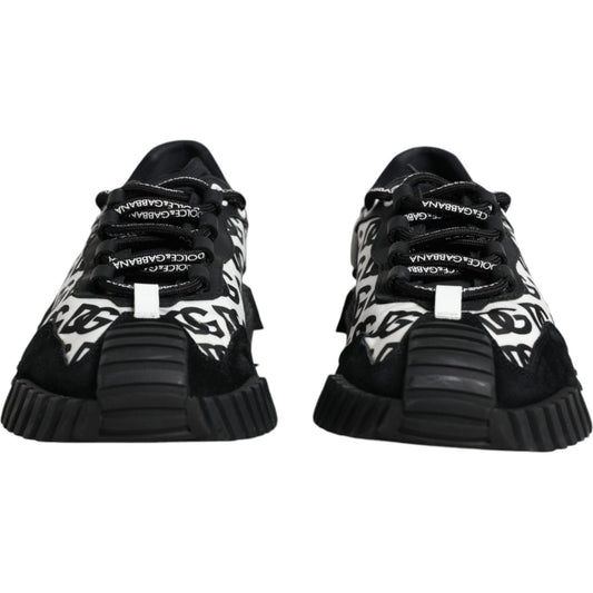 Dolce & Gabbana Black Logo Lace Up Low Top NS1 Sneakers Shoes Dolce & Gabbana Black