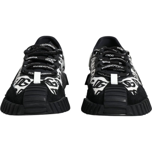 Dolce & Gabbana Black Logo Lace Up Low Top NS1 Sneakers Shoes Dolce & Gabbana Black