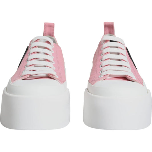 Dolce & Gabbana Pink White Canvas Logo Low Top Sneakers Shoes Dolce & Gabbana Light Gray