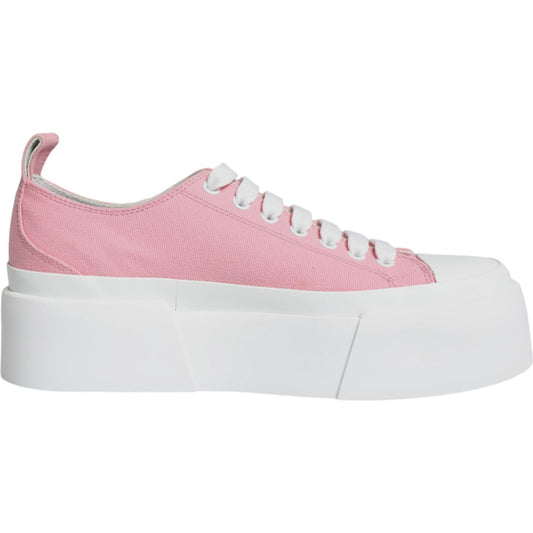 Dolce & Gabbana Pink White Canvas Logo Low Top Sneakers Shoes Dolce & Gabbana Light Gray