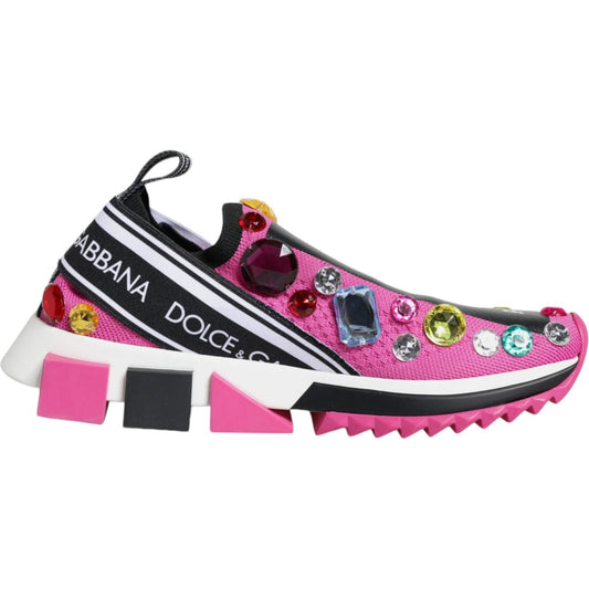 Dolce & Gabbana Pink Sorrento Crystals Low Top Sneakers Shoes Dolce & Gabbana Dark Slate Gray