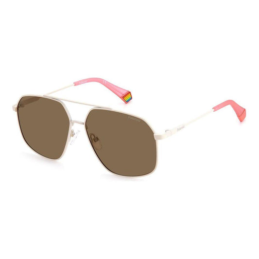 Polaroid Beige Stainless Steel Sunglasses Polaroid Dim Gray