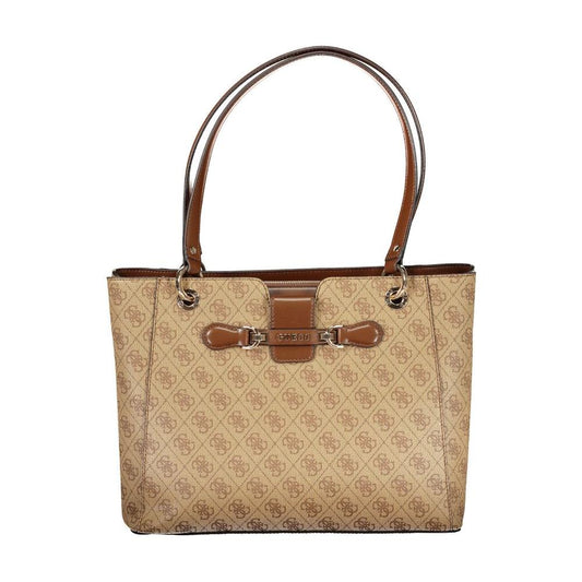 Guess Jeans Beige Polyethylene Handbag Guess Jeans Rosy Brown
