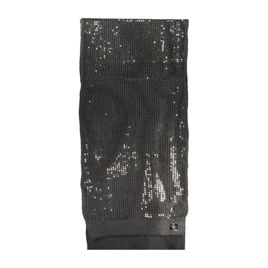 Guess Jeans Black Polyester Scarf Guess Jeans Dark Slate Gray