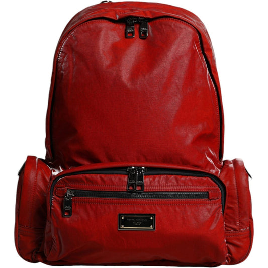 Dolce & Gabbana Red Patent Leather Logo Plaque Backpack Bag Dolce & Gabbana Dark Red