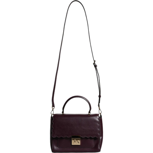 Michael Kors Purple Leather Logo Plaque Crossbody MINDY Satchel Bag Michael Kors Dark Slate Gray