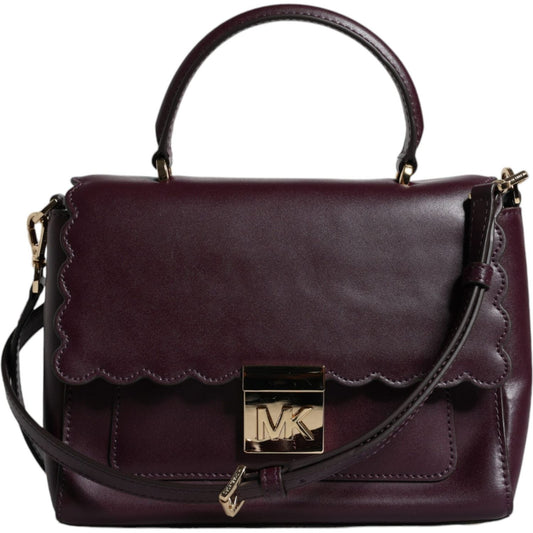 Michael Kors Purple Leather Logo Plaque Crossbody MINDY Satchel Bag Michael Kors Dark Slate Gray