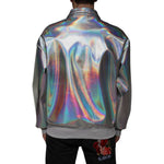 Dolce & Gabbana Silver Iridescent Full Zip Men Bomber Jacket Dolce & Gabbana Dim Gray