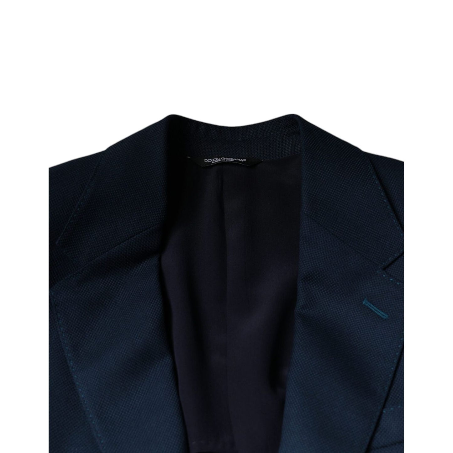 Dolce & Gabbana Blue Wool Logo Single Breasted Coat Blazer