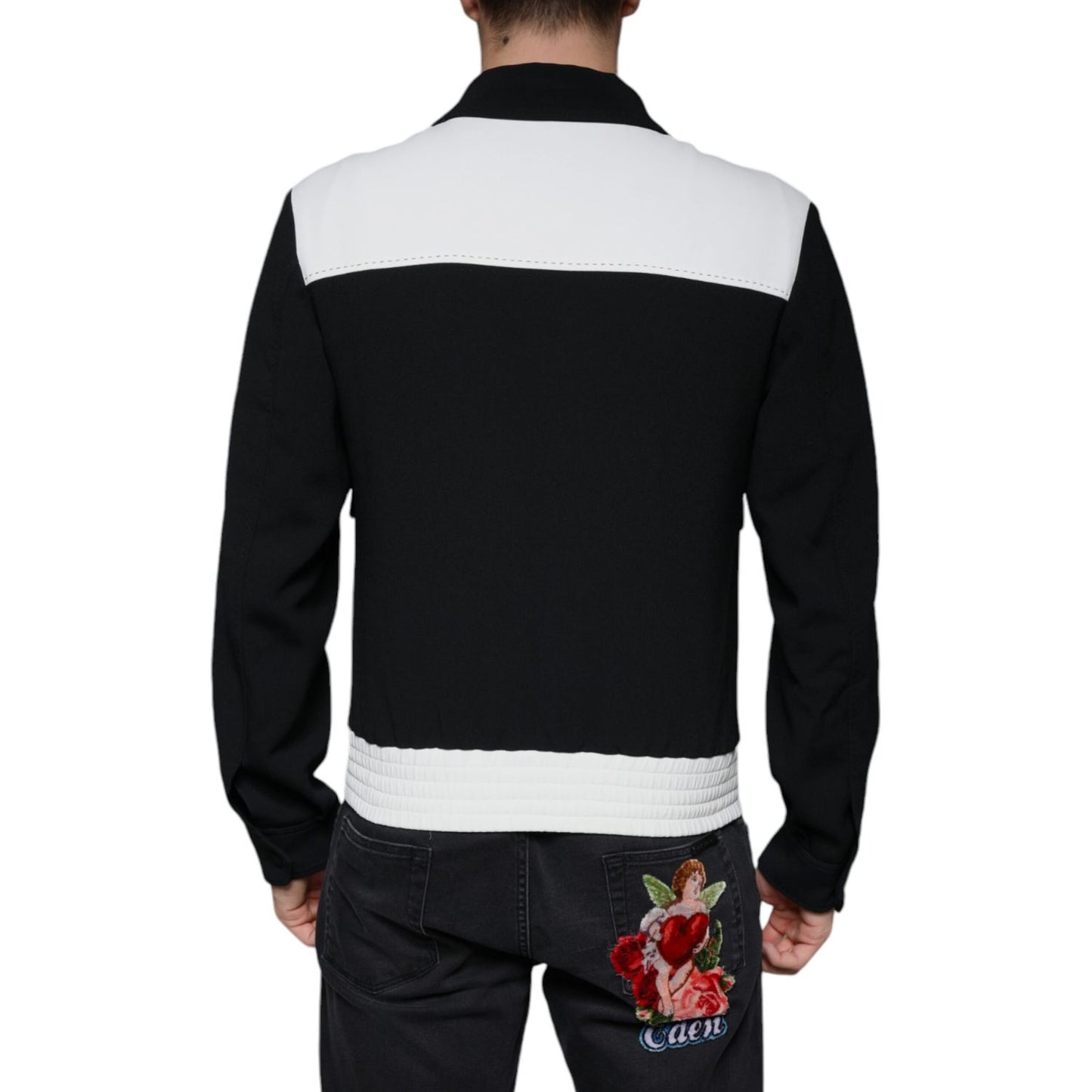 Dolce & Gabbana Black White DG Crown Full Zip Blouson Jacket