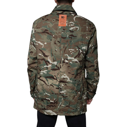 Dolce & Gabbana Multicolor Camouflage Collared Coat Jacket1728,67345645728,Clothing,Dolce & Gabbana,Full-Length Jackets - Jackets & Coats - Clothing,IT52 | XL,Jackets & Coats - Clothing,Jackets - Men - Clothing,Material: Cotton,Men,Multicolor,Preowned / D