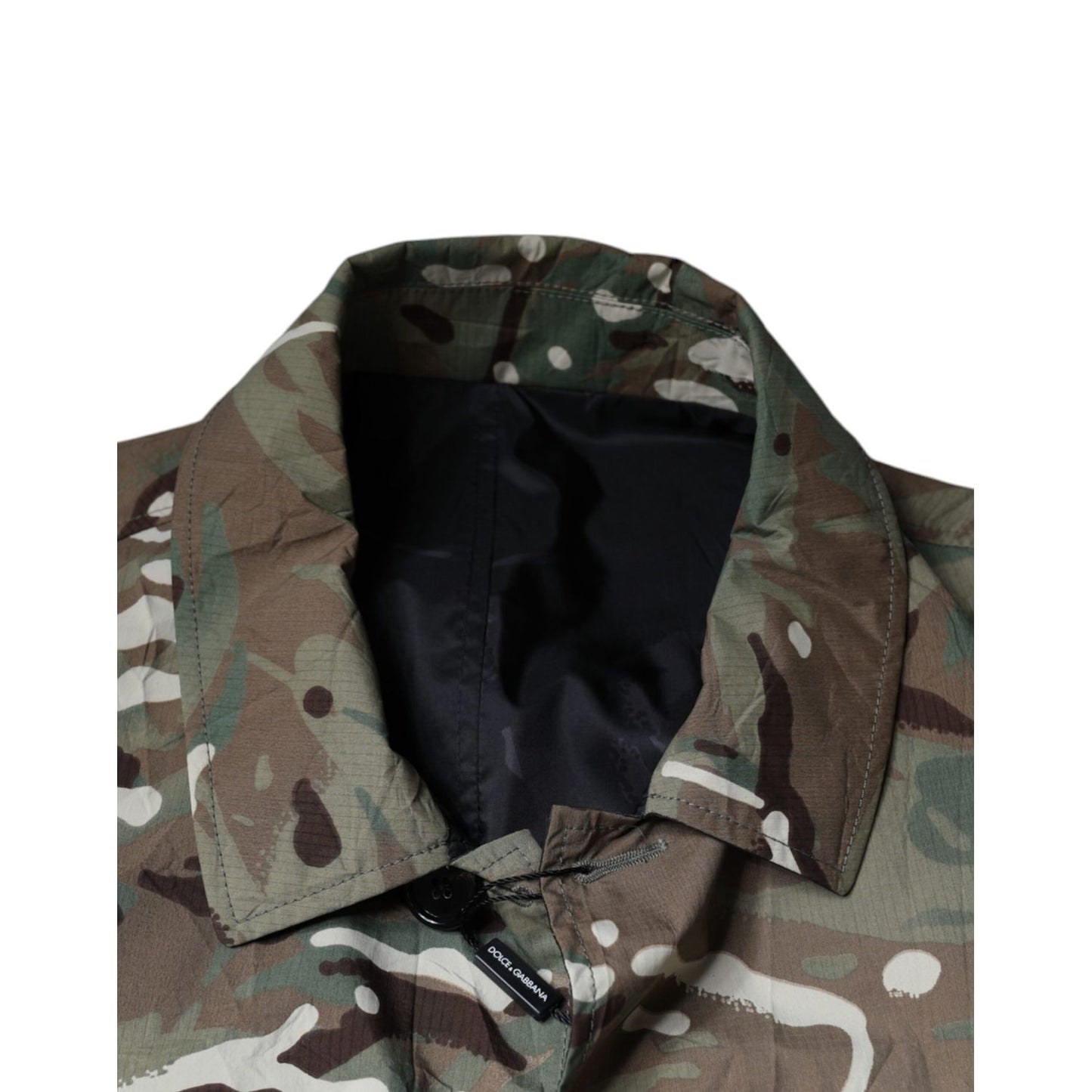 Dolce & Gabbana Multicolor Camouflage Collared Coat Jacket1728,67345645728,Clothing,Dolce & Gabbana,Full-Length Jackets - Jackets & Coats - Clothing,IT52 | XL,Jackets & Coats - Clothing,Jackets - Men - Clothing,Material: Cotton,Men,Multicolor,Preowned / D