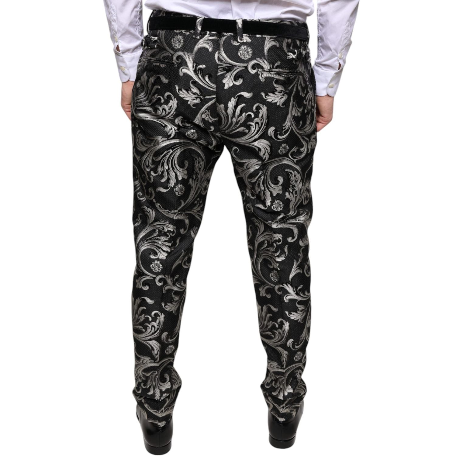 Dolce & Gabbana Black Jacquard Skinny Dress Pants