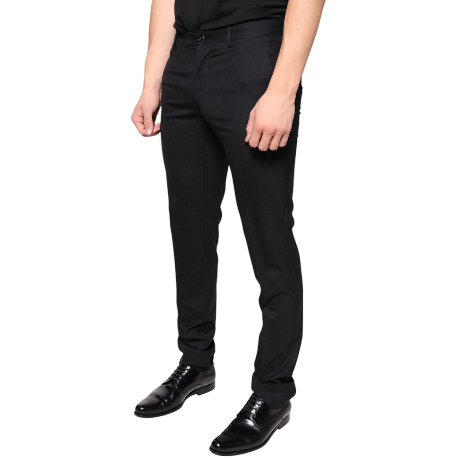 Dolce & Gabbana Black Wool Skinny Men Dress Pants