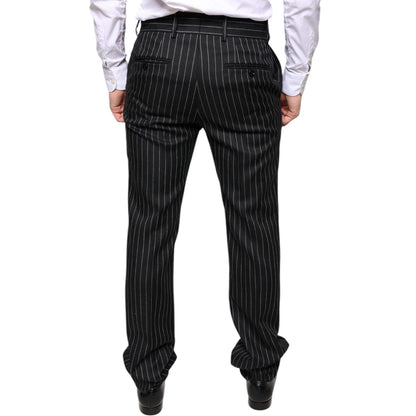 Dolce & Gabbana Black Stripes Skinny Men Dress Pants