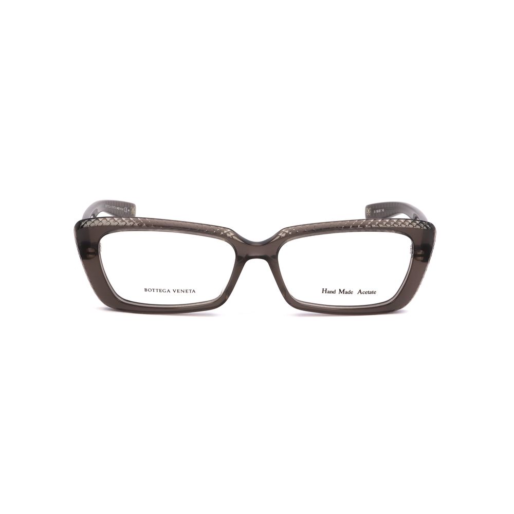 Bottega Veneta Gray Acetate Frames for women, front view showing elegant design and craftsmanship.
