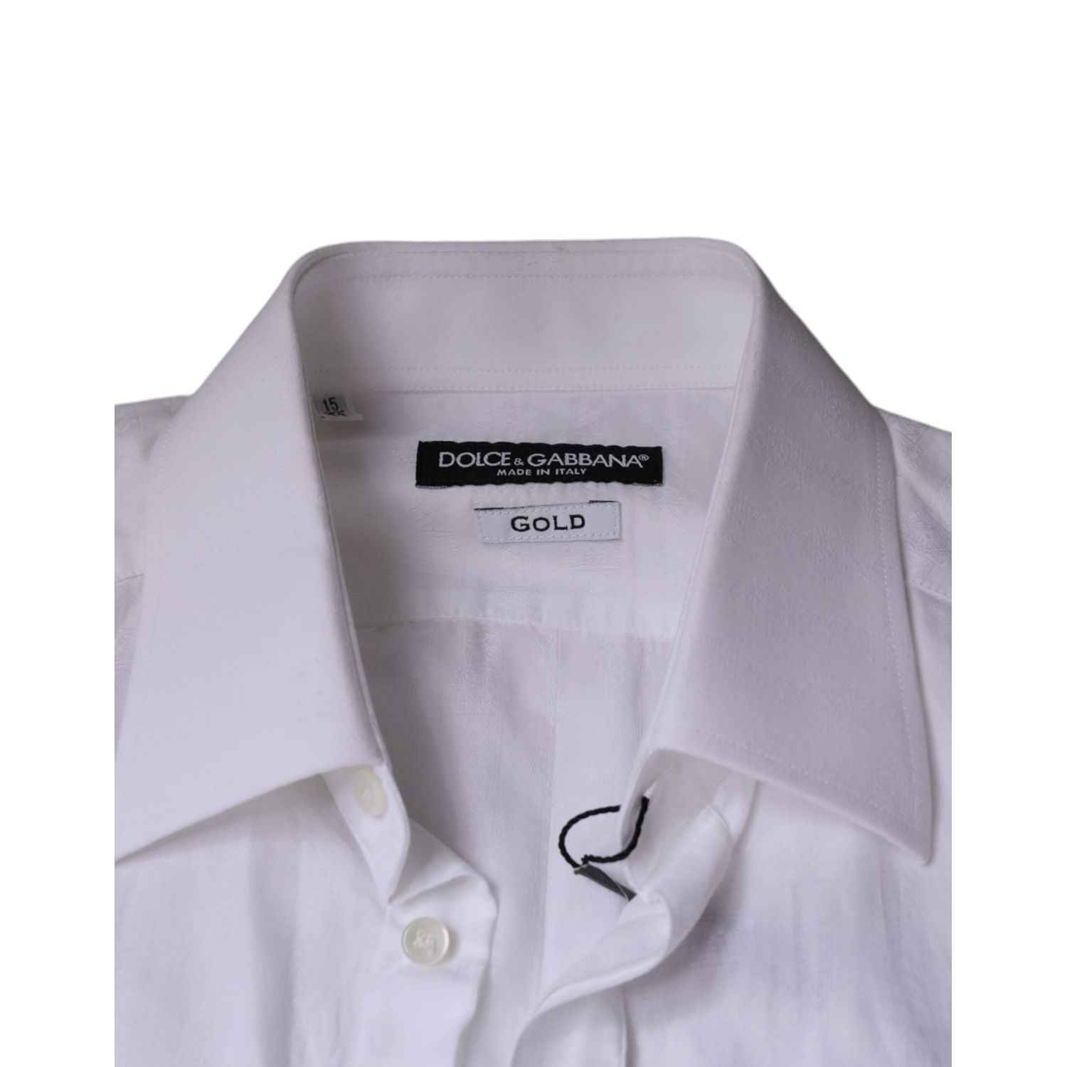 Dolce & Gabbana White Cotton Men Dress GOLD Formal Shirt