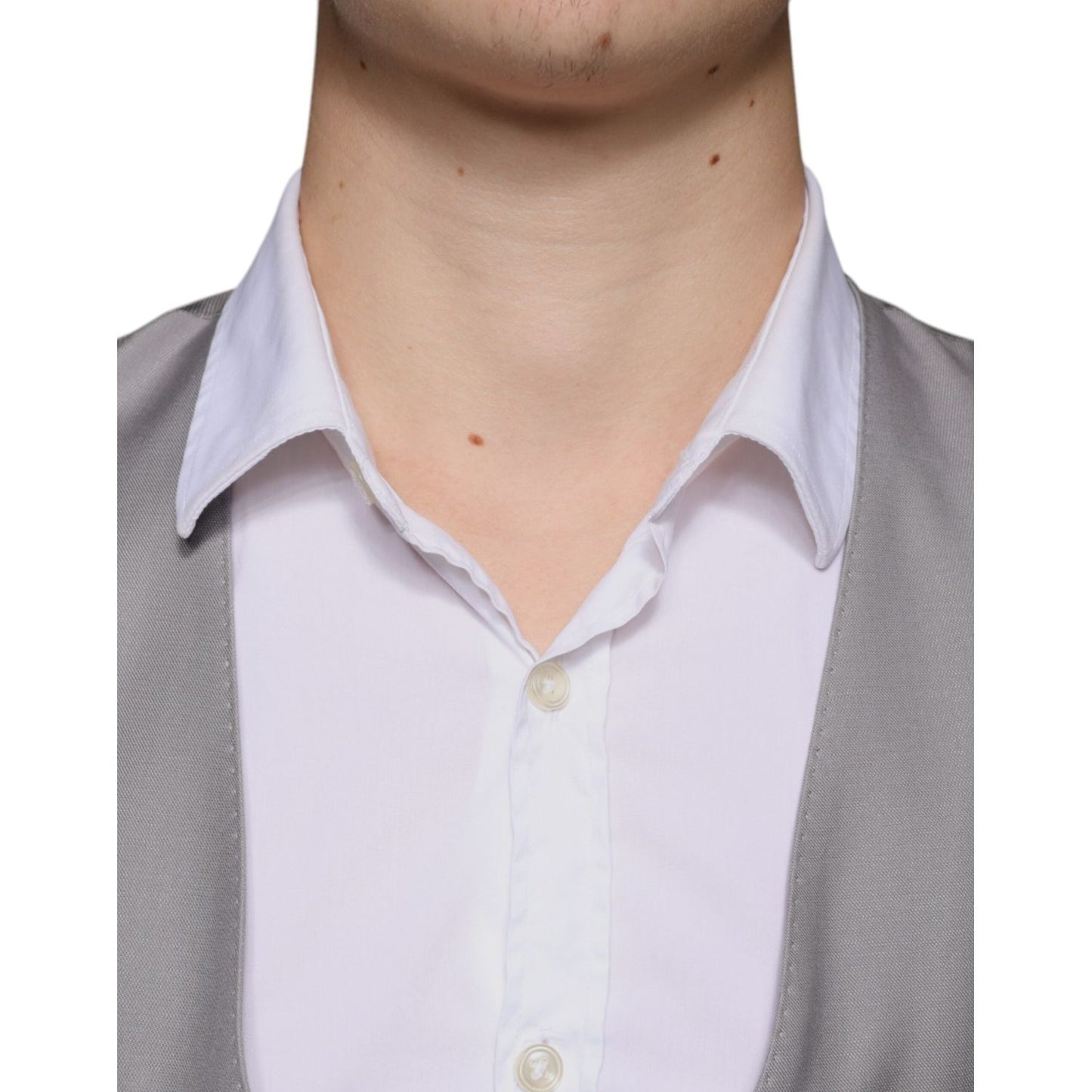 Dolce & Gabbana Light Gray Wool Formal Dress Waistcoat Vest TSH851978-44