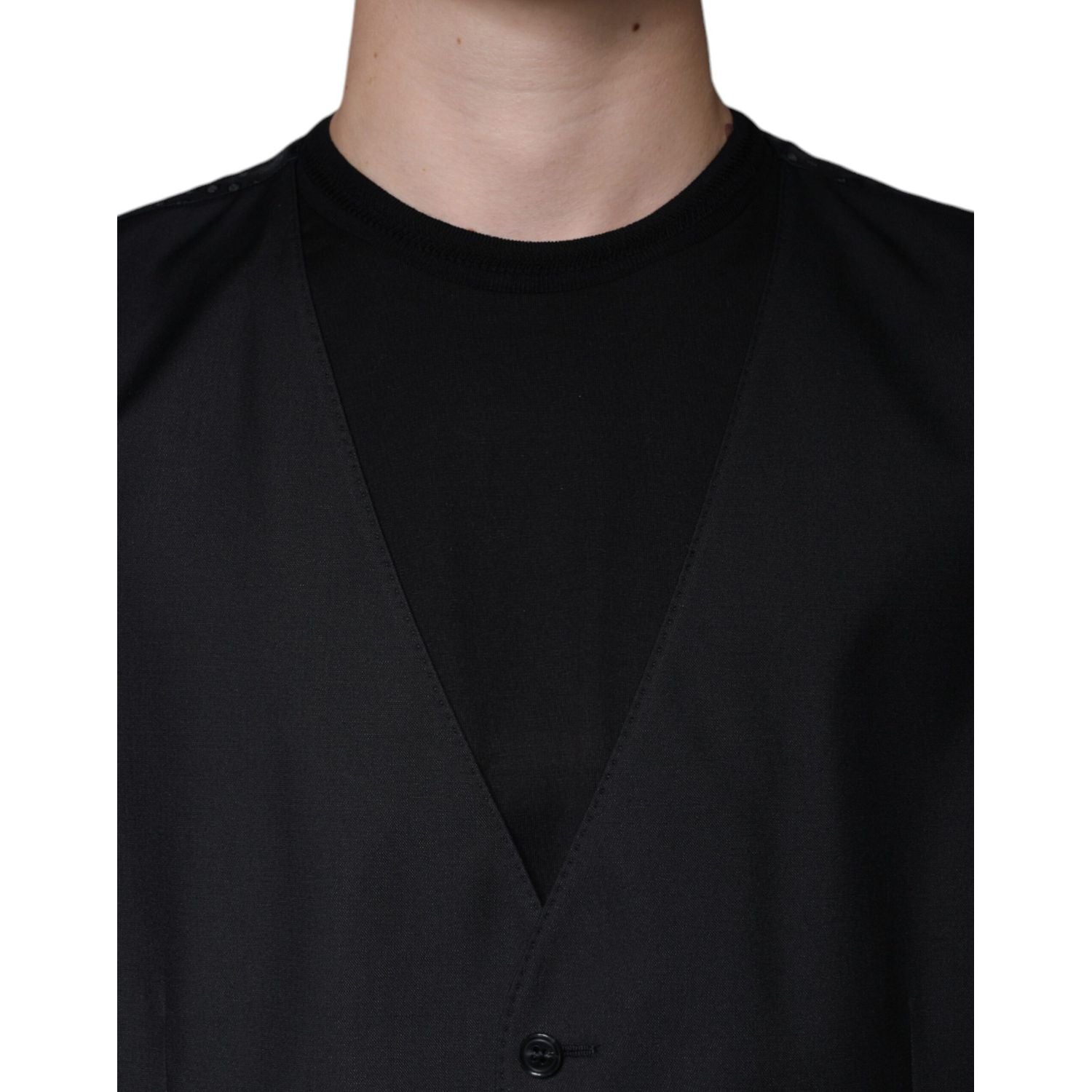 Dolce & Gabbana Black Wool Waistcoat Dress Formal Vest