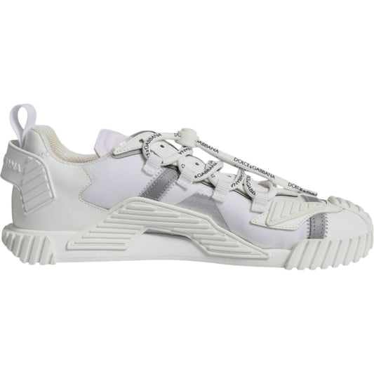 Dolce & Gabbana White Lace Up Low Top NS1 Sneakers Shoes Dolce & Gabbana Light Gray
