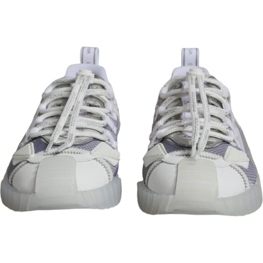 Dolce & Gabbana White Silver Low Top NS1 Sneakers Shoes Dolce & Gabbana Gray