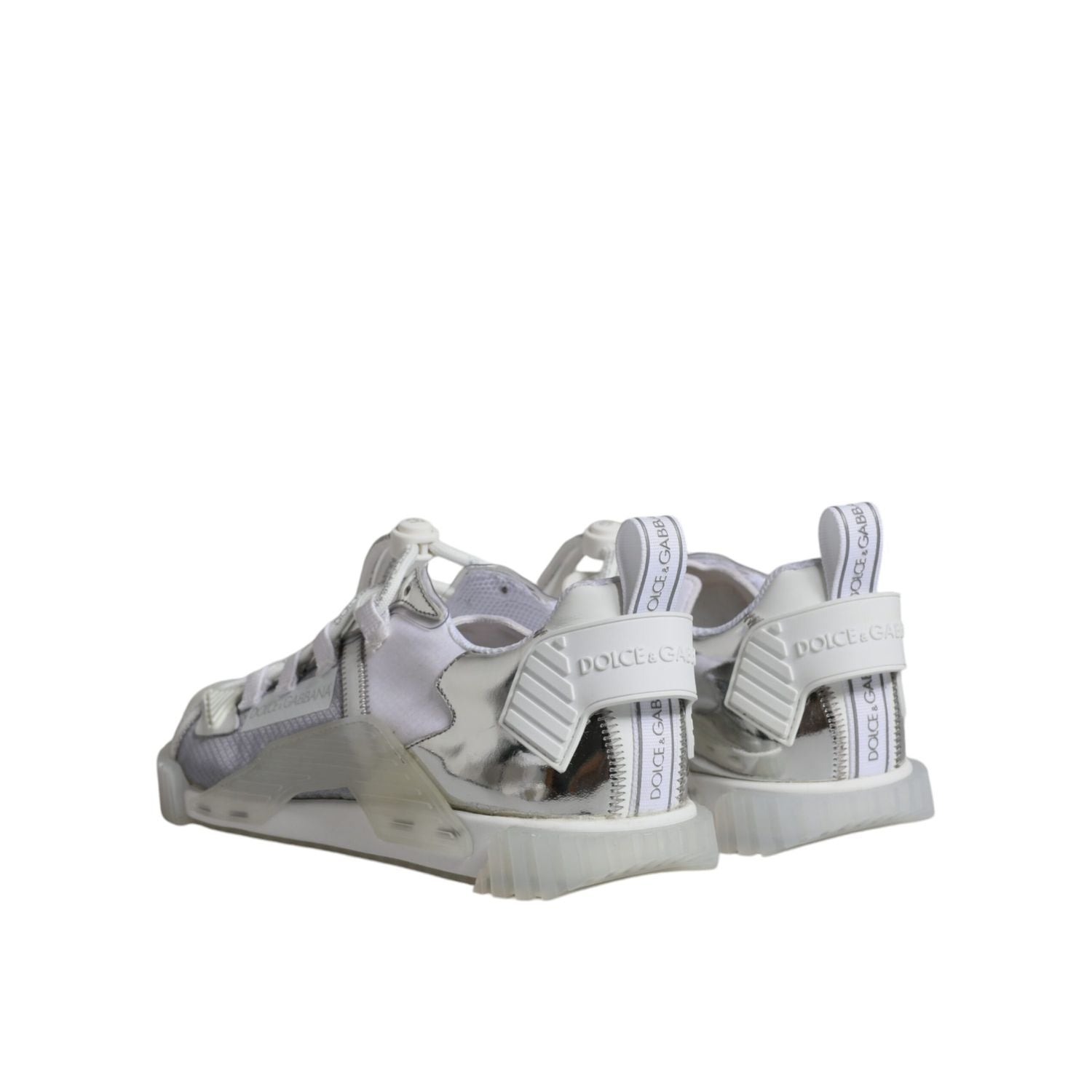 Dolce & Gabbana White Silver Low Top NS1 Sneakers Shoes