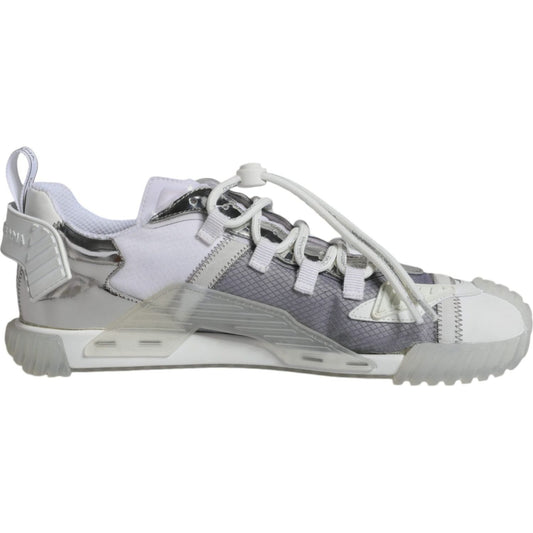 Dolce & Gabbana White Silver Low Top NS1 Sneakers Shoes Dolce & Gabbana Dark Gray