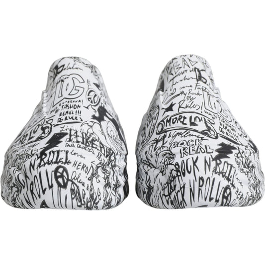 Dolce & Gabbana White Black Graffiti Daymaster Sneakers Shoes Dolce & Gabbana Light Gray