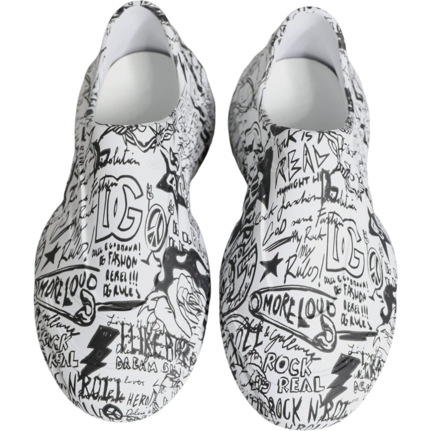 Dolce & Gabbana White Black Graffiti Daymaster Sneakers Shoes Dolce & Gabbana Light Gray
