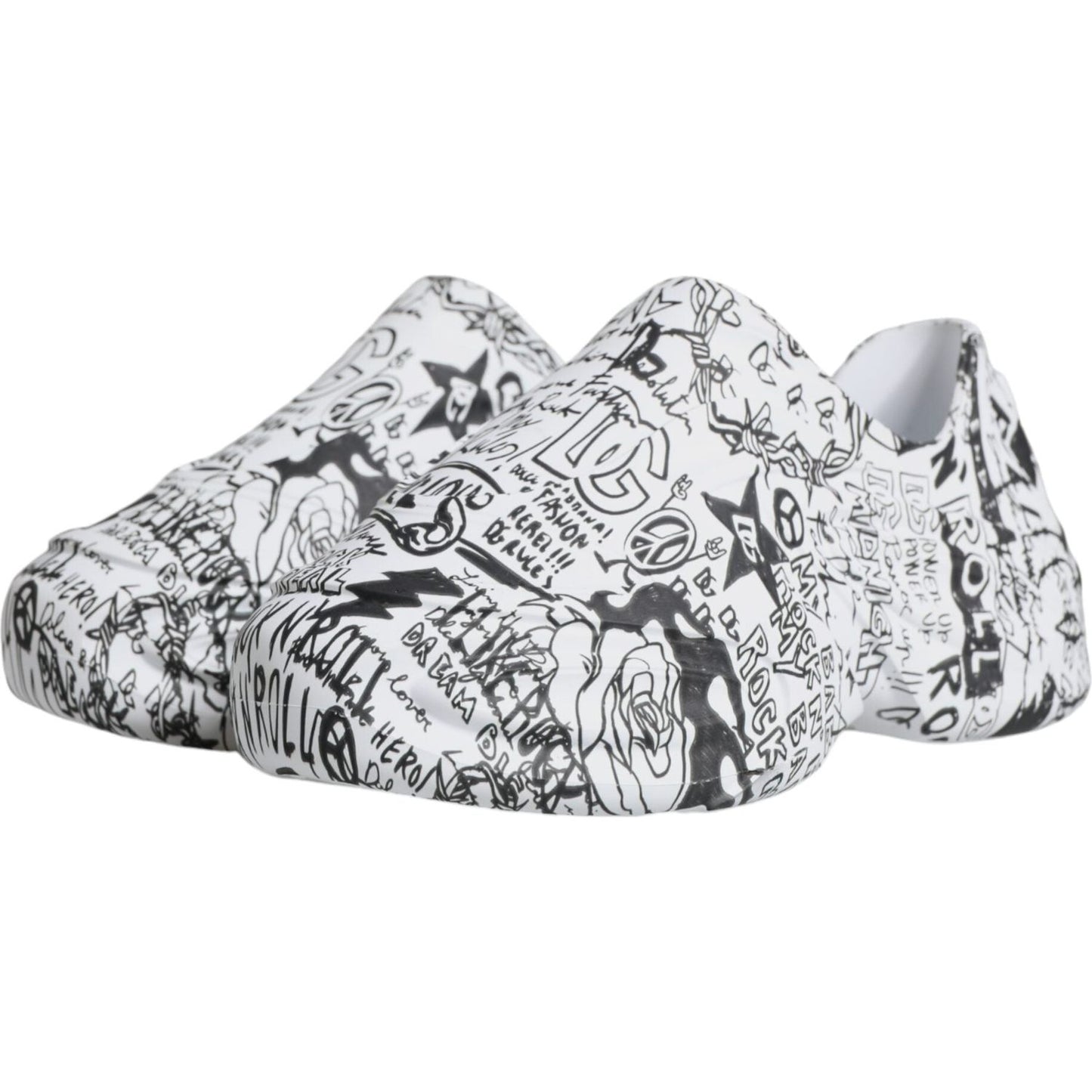 Dolce & Gabbana White Black Graffiti Daymaster Sneakers Shoes Dolce & Gabbana Light Gray