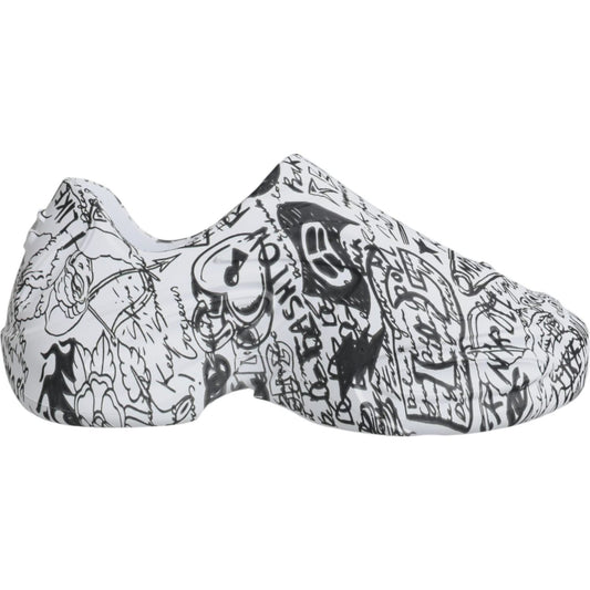 Dolce & Gabbana White Black Graffiti Daymaster Sneakers Shoes Dolce & Gabbana Light Gray