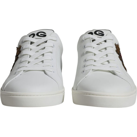 Dolce & Gabbana White Silver Sacred Heart Men Sneakers Shoes Dolce & Gabbana Gray