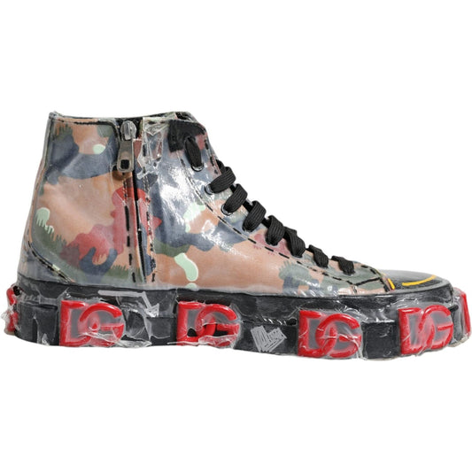 Dolce & Gabbana Multicolor Camouflage High Top Sneakers Shoes Dolce & Gabbana Slate Gray