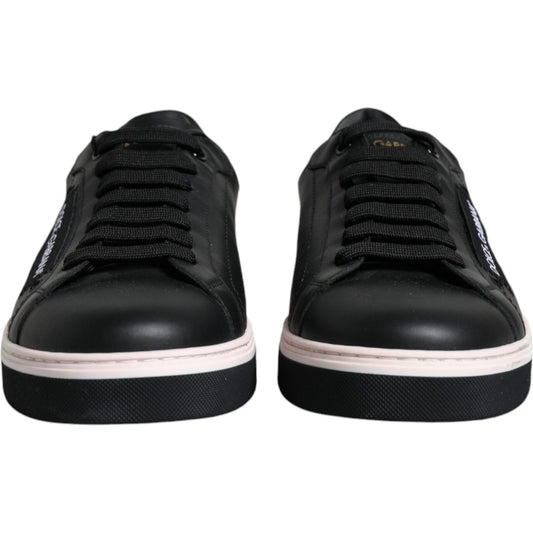 Dolce & Gabbana Black Leather Low Top Men Sneakers Shoes Dolce & Gabbana Black