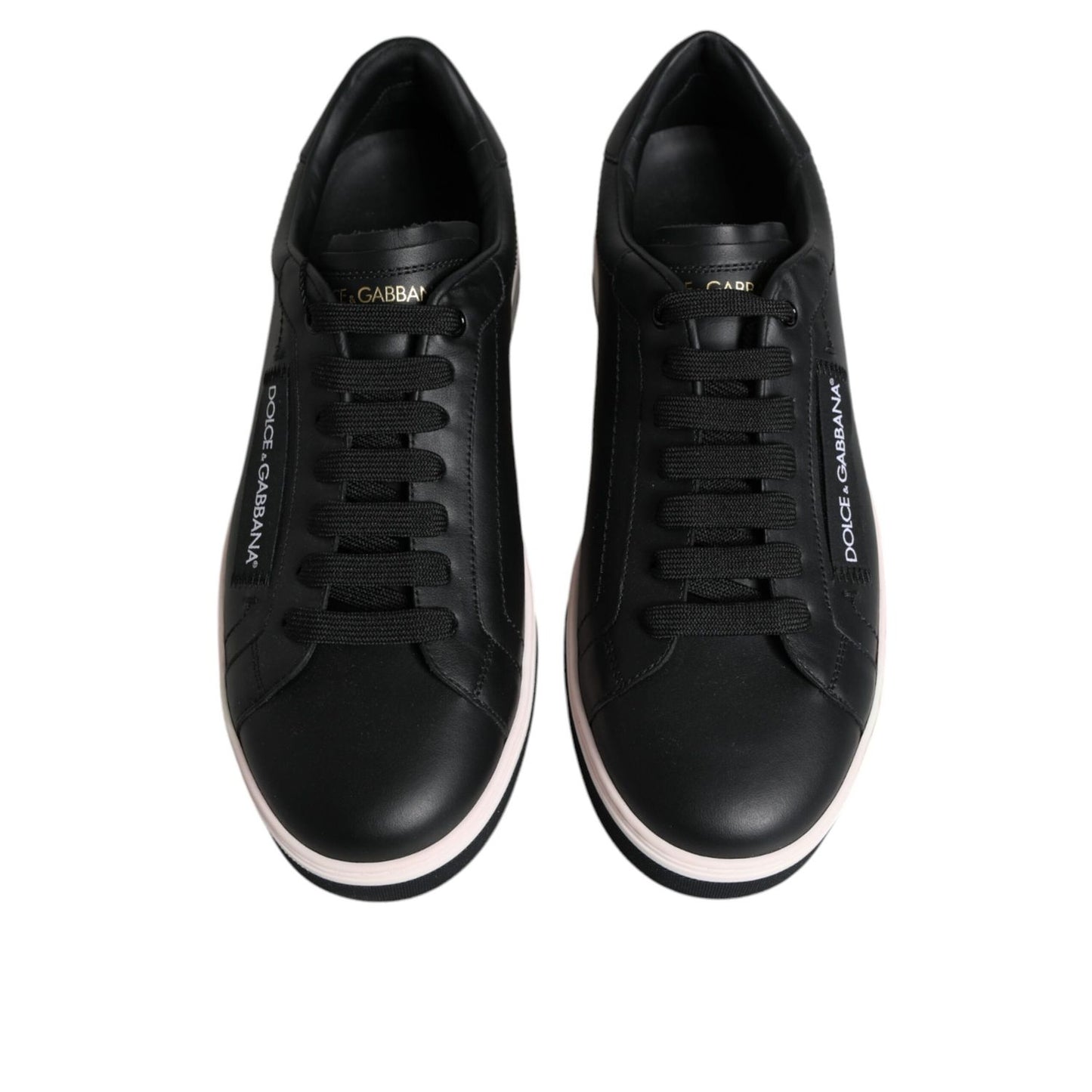 Dolce & Gabbana Black Leather Low Top Men Sneakers Shoes