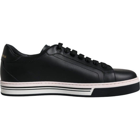 Dolce & Gabbana Black Leather Low Top Men Sneakers Shoes Dolce & Gabbana Light Gray