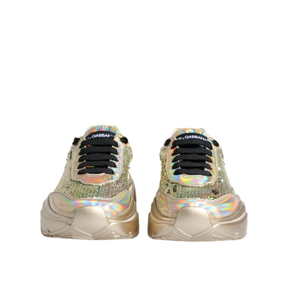 Dolce & Gabbana Gold Sequin Iridiscent Daymaster Sneakers Shoes