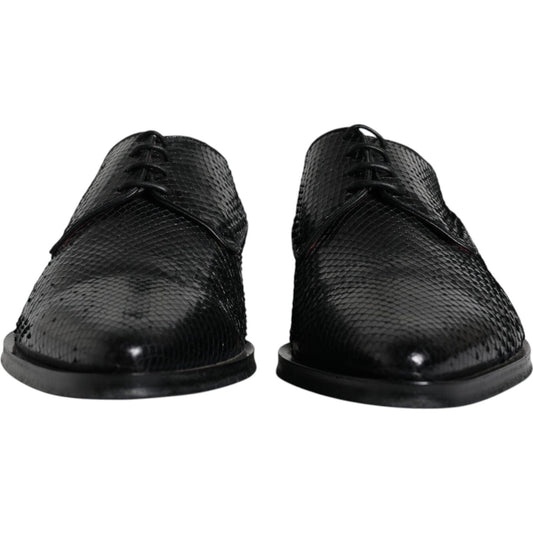 Dolce & Gabbana Black Leather Derby Formal Dress Shoes Dolce & Gabbana Dark Slate Gray
