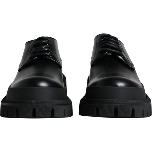 Dolce & Gabbana Black Leather Lace Up Trekking Dress Shoes Dolce & Gabbana Black