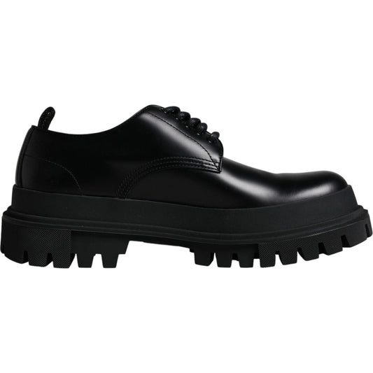 Dolce & Gabbana Black Leather Lace Up Trekking Dress Shoes Dolce & Gabbana Black