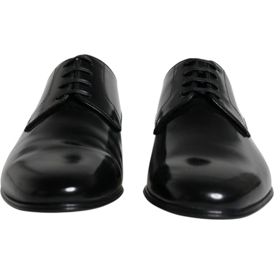 Dolce & Gabbana Black Leather Lace Up Men Derby Formal Shoes Dolce & Gabbana Black