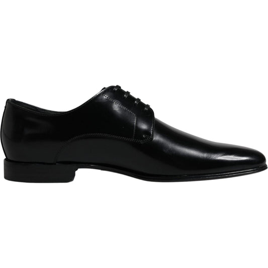 Dolce & Gabbana Black Leather Lace Up Men Derby Formal Shoes Dolce & Gabbana Black