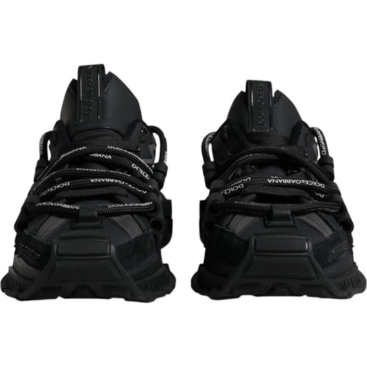 Dolce & Gabbana Black Low Top Space Lace Up Sneakers Shoes Dolce & Gabbana Black